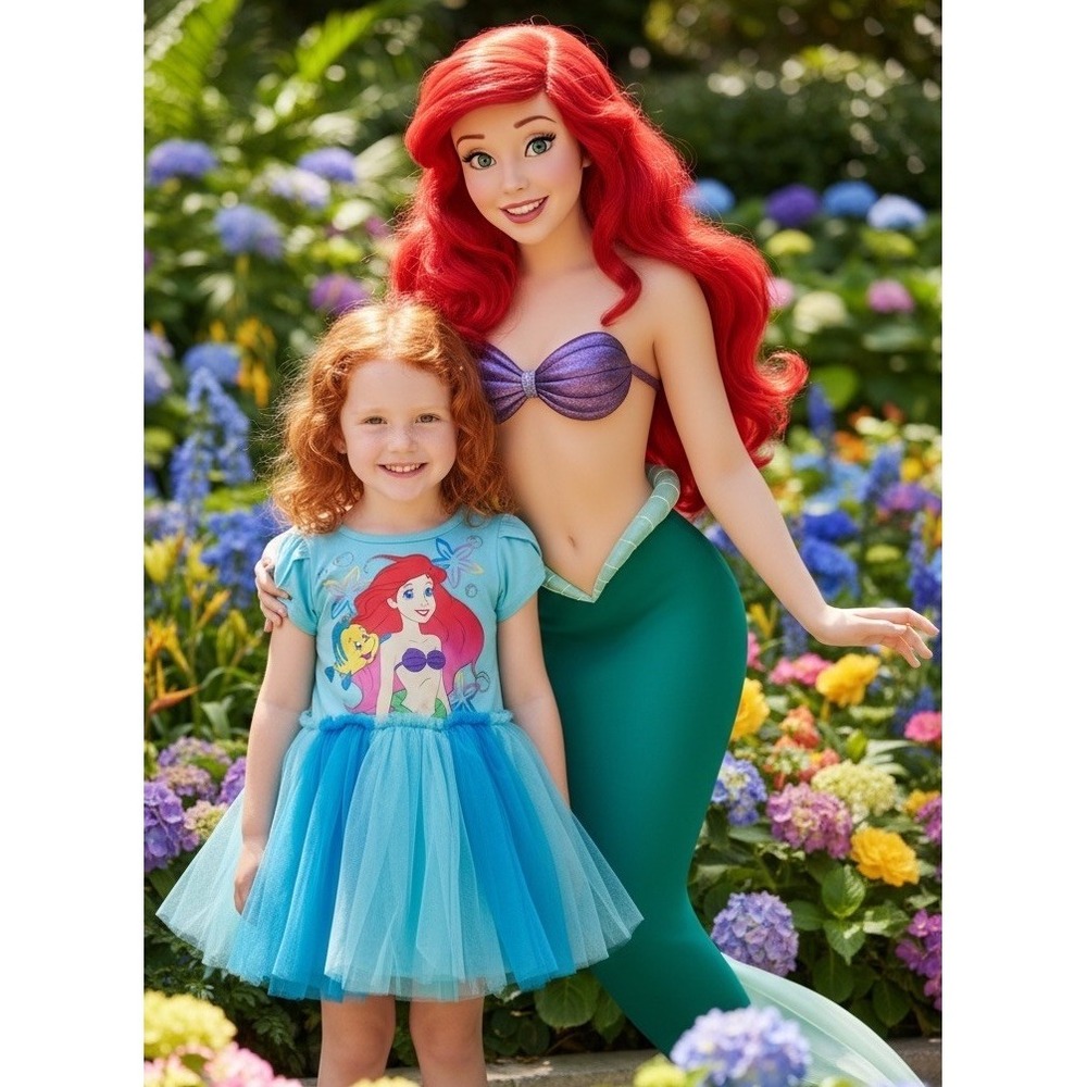 Ariel Disney World Princess Blue Tulle Ruffle Fancy Dress 18 Month Park 18m